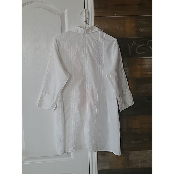 SOFT SURROUNDINGS Tunic Shirt Women L White Embroidered 3/4 Sleeve Boho Peasant - Picture 2 of 12